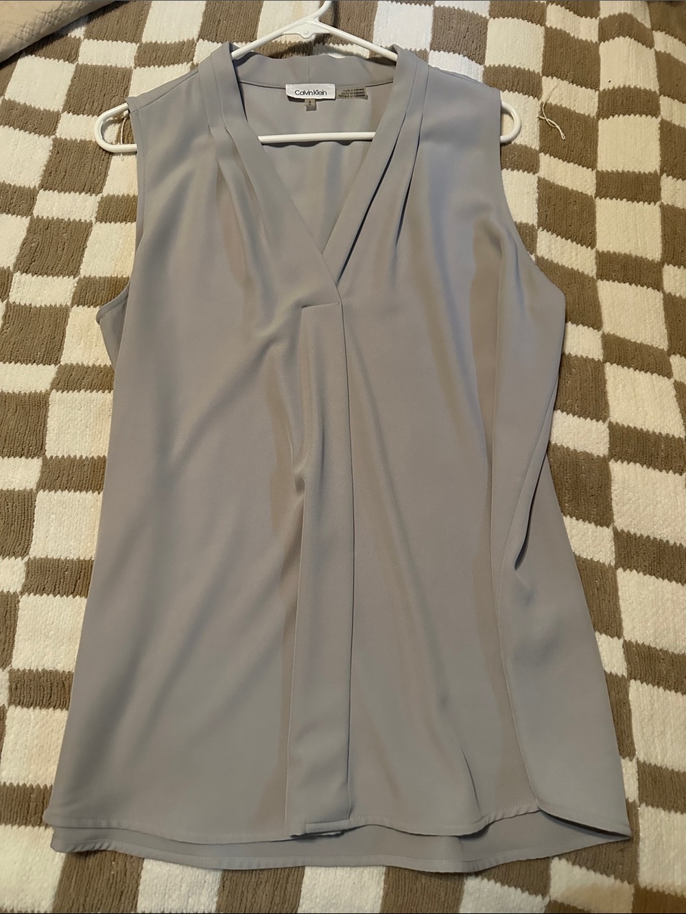 Calvin Klein Sleeveless V-Neck Camisole in Light Gray